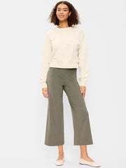 High-Waisted Fashion Wide-Leg Cropped Leggings - Stone Wall