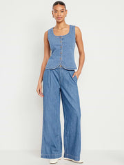 High-Waisted Taylor Trouser Wide-Leg Pants - Medium Wash