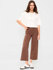 High-Waisted Fashion Wide-Leg Cropped Leggings - Peppercorn