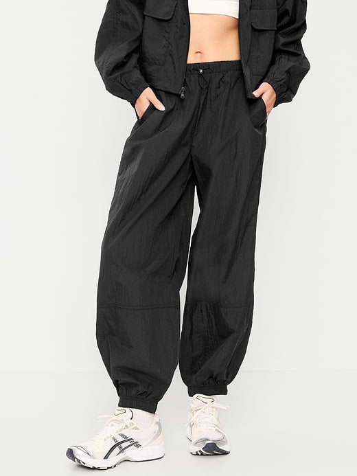 Pull-On Windbreaker Parachute Pants - Black Jack