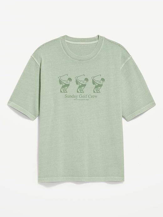 Loose Heavyweight Graphic T-Shirt - Milky Jade
