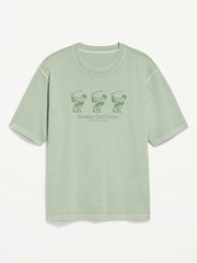 Loose Heavyweight Graphic T-Shirt - Milky Jade