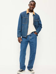 Structured Loose Non-Stretch Jeans - Dark Wash