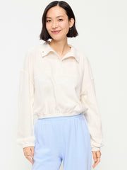 Button-Up Funnel-Neck Sweatshirt - Sea Salt