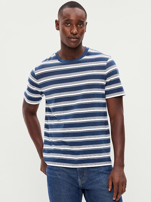 Crew-Neck Striped T-Shirt - Navy Stripe Top