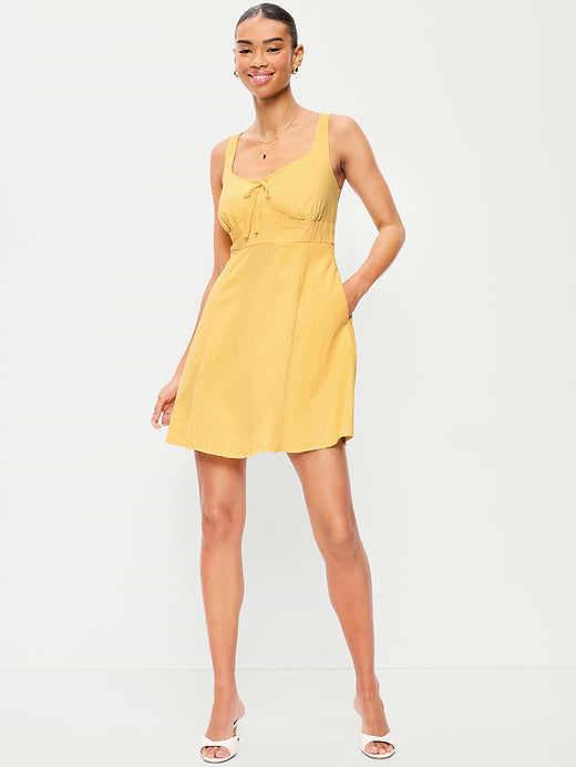 Fit & Flare Linen Mini Dress - Mystic Yellow