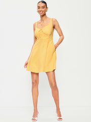 Fit & Flare Linen Mini Dress - Mystic Yellow