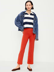 High-Waisted Fashion Kick Flare Leggings - Deep Rose