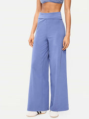 High-Waisted PowerChill Fold-Over Wide-Leg Pants - Lobelia Blue