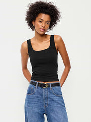 Hug Double-Layer Scoop-Neck Tank Top - Black Jack 3