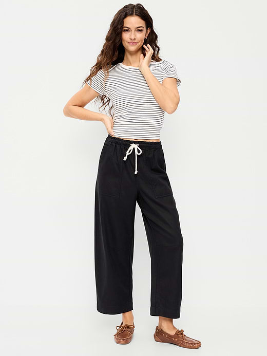 High-Waisted Utility Ankle Pants - Black Jack