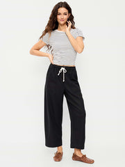 High-Waisted Utility Ankle Pants - Black Jack
