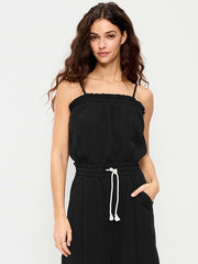 Crinkle Gauze Tank Top - Black Jack