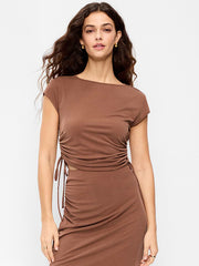 Cap-Sleeve Shirred Side Top - Coco de mer