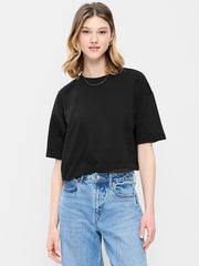 Vintage Crew-Neck Oversized Crop T-Shirt - Black Jack 3