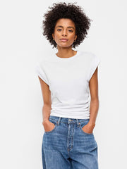 Cap-Sleeve Cinch-Waist Top - White Lilies