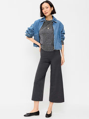High-Waisted Fashion Wide-Leg Cropped Leggings - Dark Heather Gray