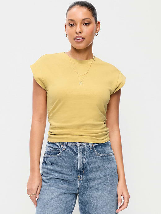 Cap-Sleeve Cinch-Waist Top - Sandstorm