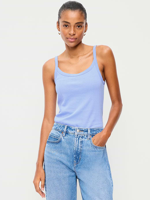 Pointelle Cami Tank Top - Flax Flower