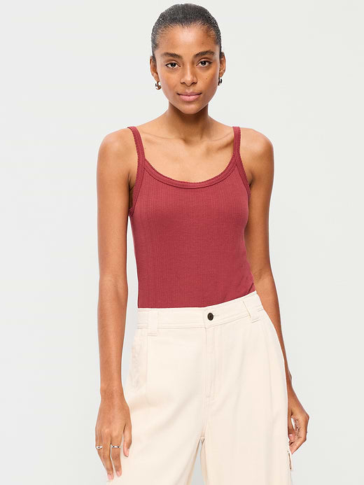 Pointelle Cami Tank Top - Loganberry