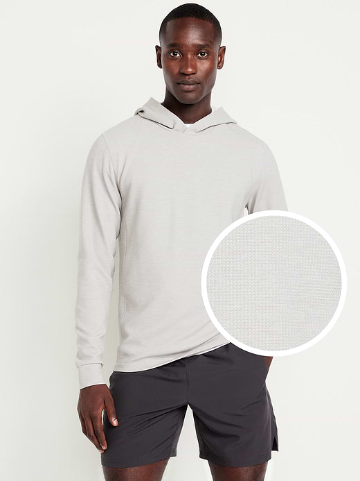 Recharge Knit Waffle Pullover Hoodie - Light Gray