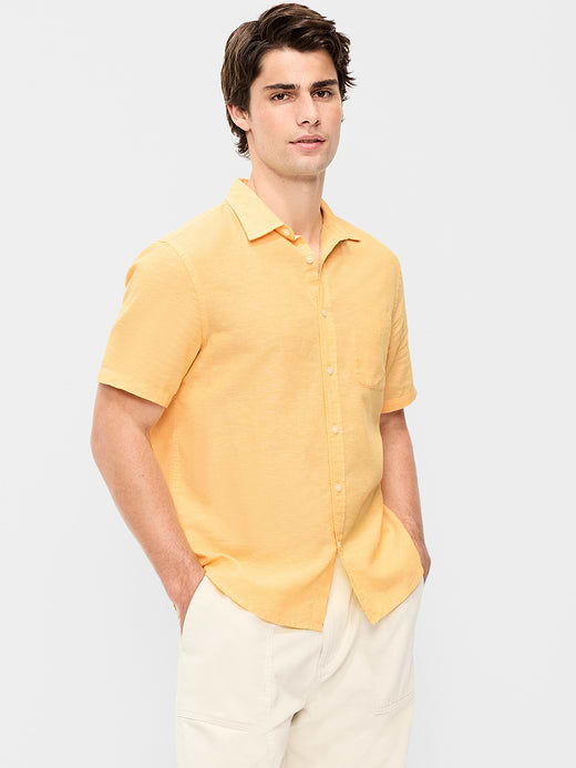 Classic Fit Everyday Linen-Blend Shirt - Golden Yarrow