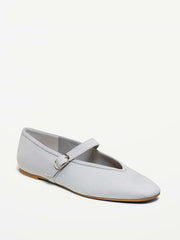 Mary Jane Ballet Flats for Women - Blue Suede