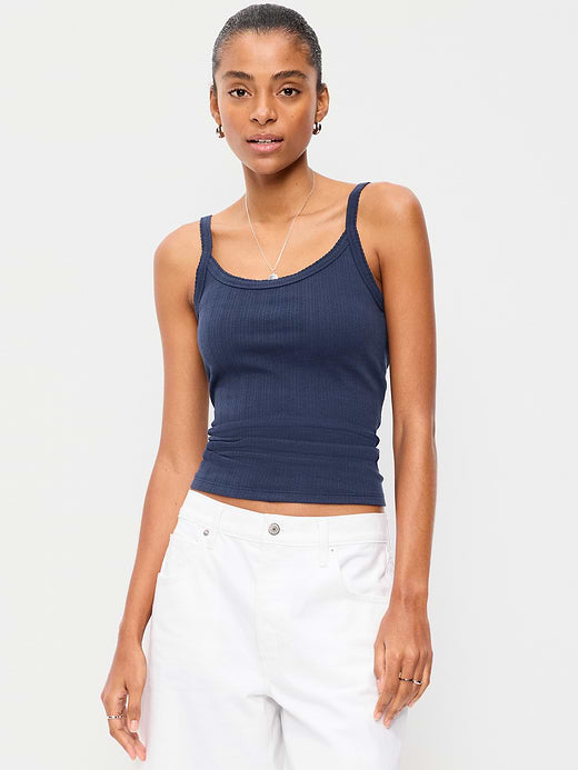Pointelle Cami Tank Top - Arctic Depth