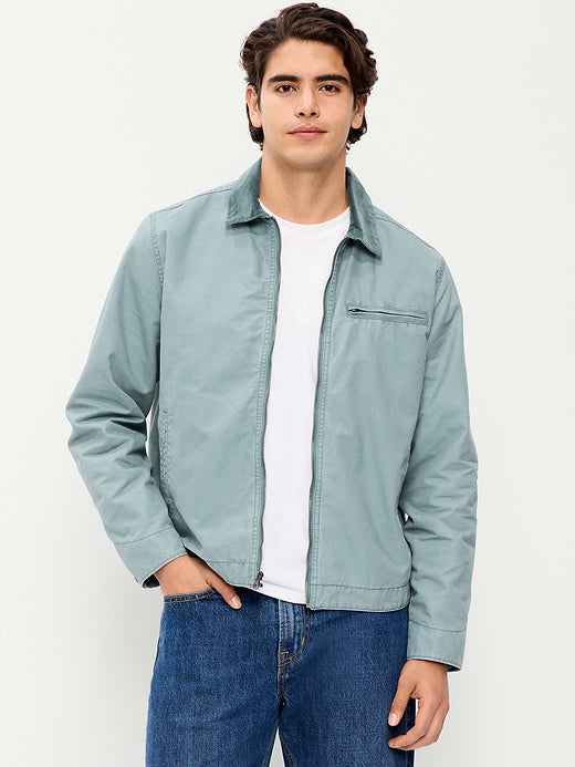 Cropped Canvas Barn Jacket - Pale Slate