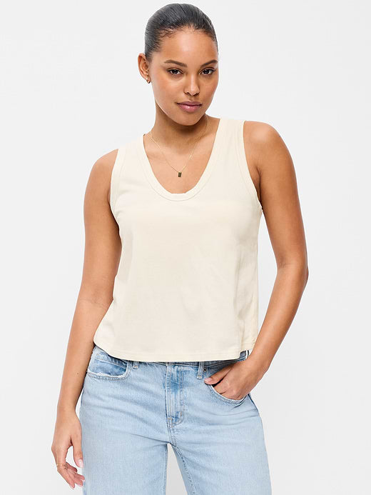 Relaxed Scoop-Neck Tank Top - Wish Bone