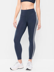 High-Waisted PowerChill Side-Striped 7/8 Cotton Leggings - In the Navy