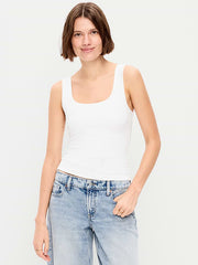 Hug Double-Layer Scoop-Neck Tank Top - Calla Lilies