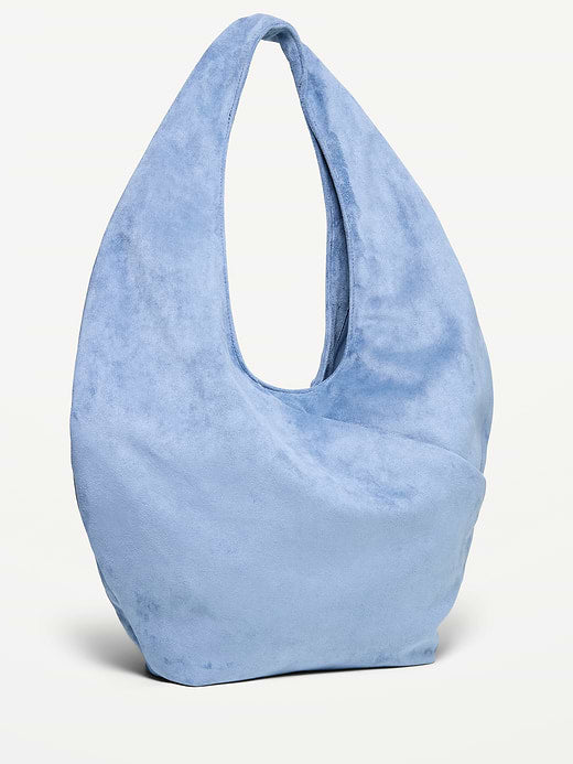 Oversized Faux-Suede Hobo Bag - Kyanite
