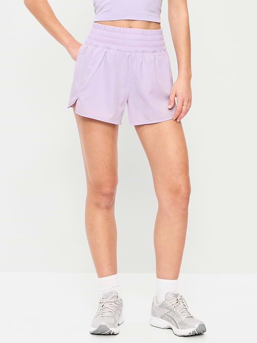 Extra High-Waisted Crinkle Run Shorts -- 3-inch inseam - Dusky Lavender