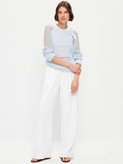 High-Waisted Linen-Blend Super Wide-Leg Pants - Calla Lilies
