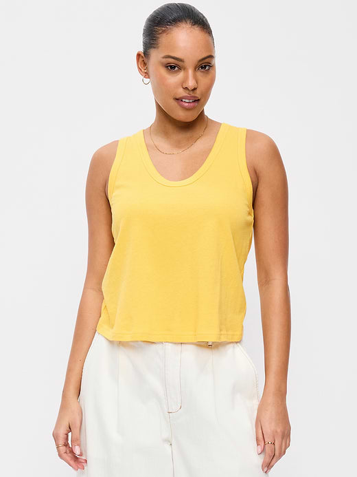 Relaxed Scoop-Neck Tank Top - Golden Yarrow