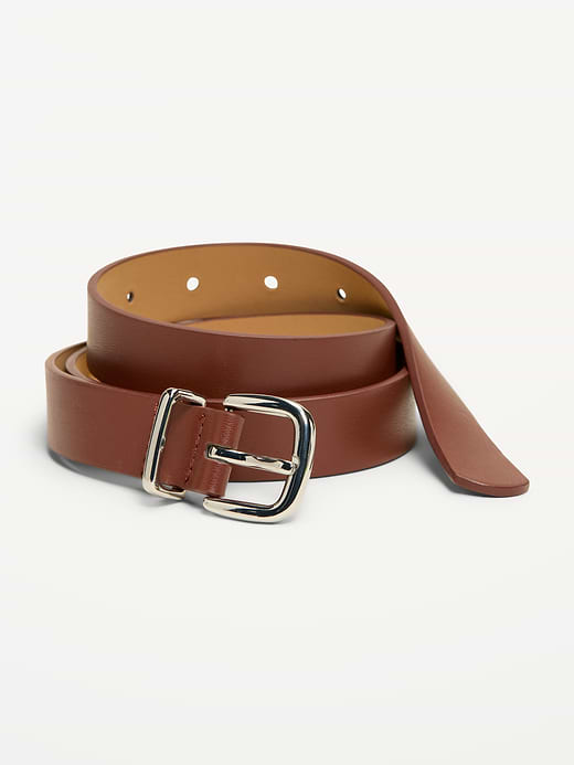 Classic Faux-Leather Belt - Dark Cognac