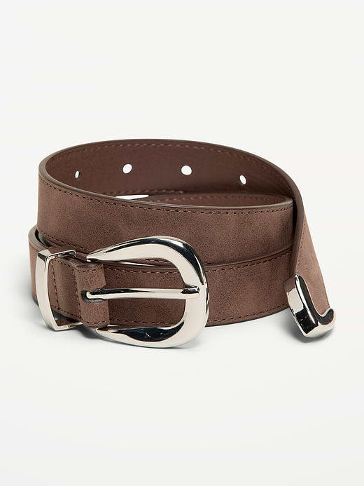 Faux-Leather Western Belt - Brown Suede