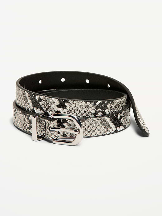 Classic Slim Faux-Leather Belt - Snakeskin