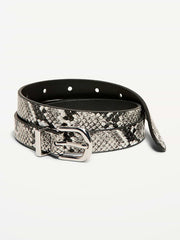Classic Slim Faux-Leather Belt - Snakeskin