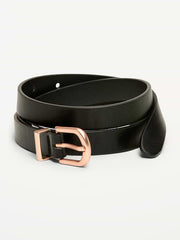 Classic Slim Faux-Leather Belt - Black Jack