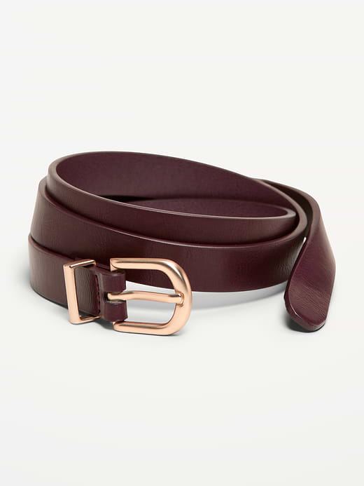 Classic Slim Faux-Leather Belt - Dark Brown