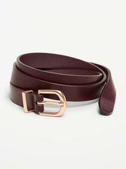 Classic Slim Faux-Leather Belt - Dark Brown