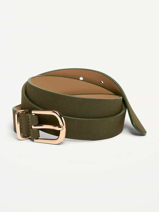 Classic Faux-Leather Belt - Olive