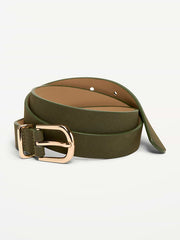Classic Faux-Leather Belt - Olive