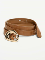 Sculptural Buckle Belt - Walnut Brown