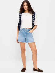 High-Waisted OG Jean Shorts -- 4-inch inseam - Indigo Shreds