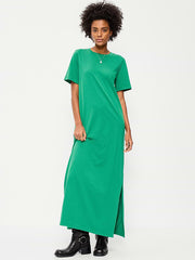 Vintage Crew-Neck Maxi Dress - Emerald Pigment