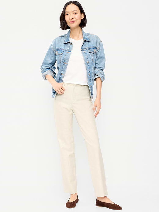 High-Waisted Pixie Straight Pants - Tan Heather