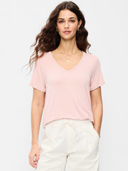 Luxe V-Neck T-Shirt - Abalone Pink